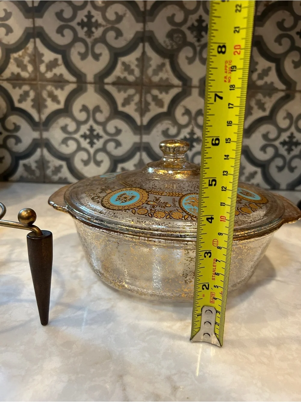 RARE! FireKing Mid Century Modern “Rocket Space”Casserole Dish & Warming Stand